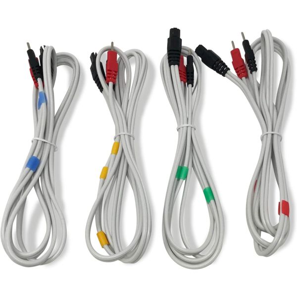 Juego de Cables de 6 Pins-Banana 
Colores: rojo, amarillo, verde y azul para aparatos Compex antiguos